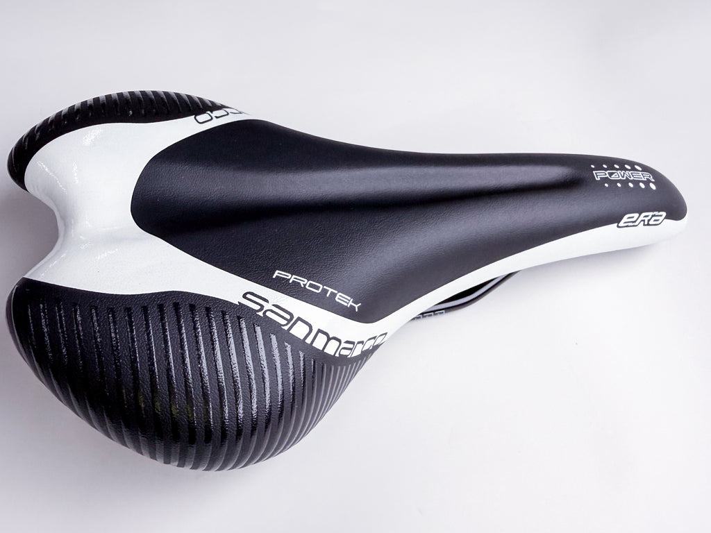 Selle San Marco Era Dynamic Protek Road Bike Saddle - Ultra Comfortable Black & White Racing Bicycle Seat