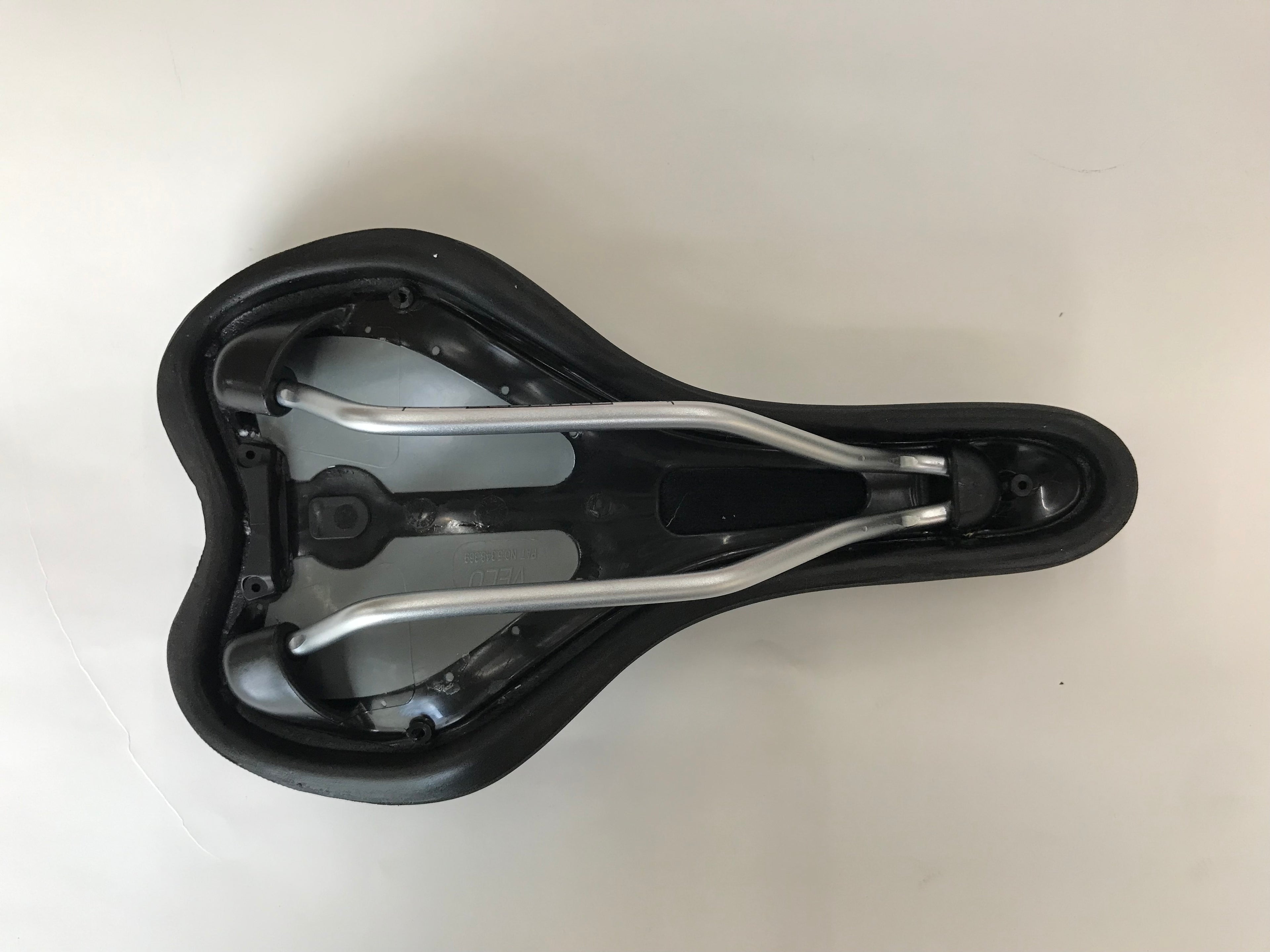 Velo Multi-Purpose Premium Bicycle Saddle Cushion - Black Leather with Silver Steel Rail, Factory Second