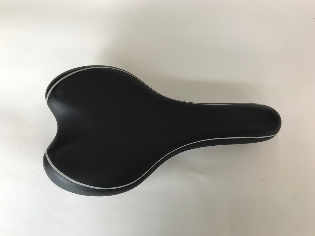 Velo Multi-Purpose Premium Bicycle Saddle Cushion - Black Leather with Silver Steel Rail, Factory Second