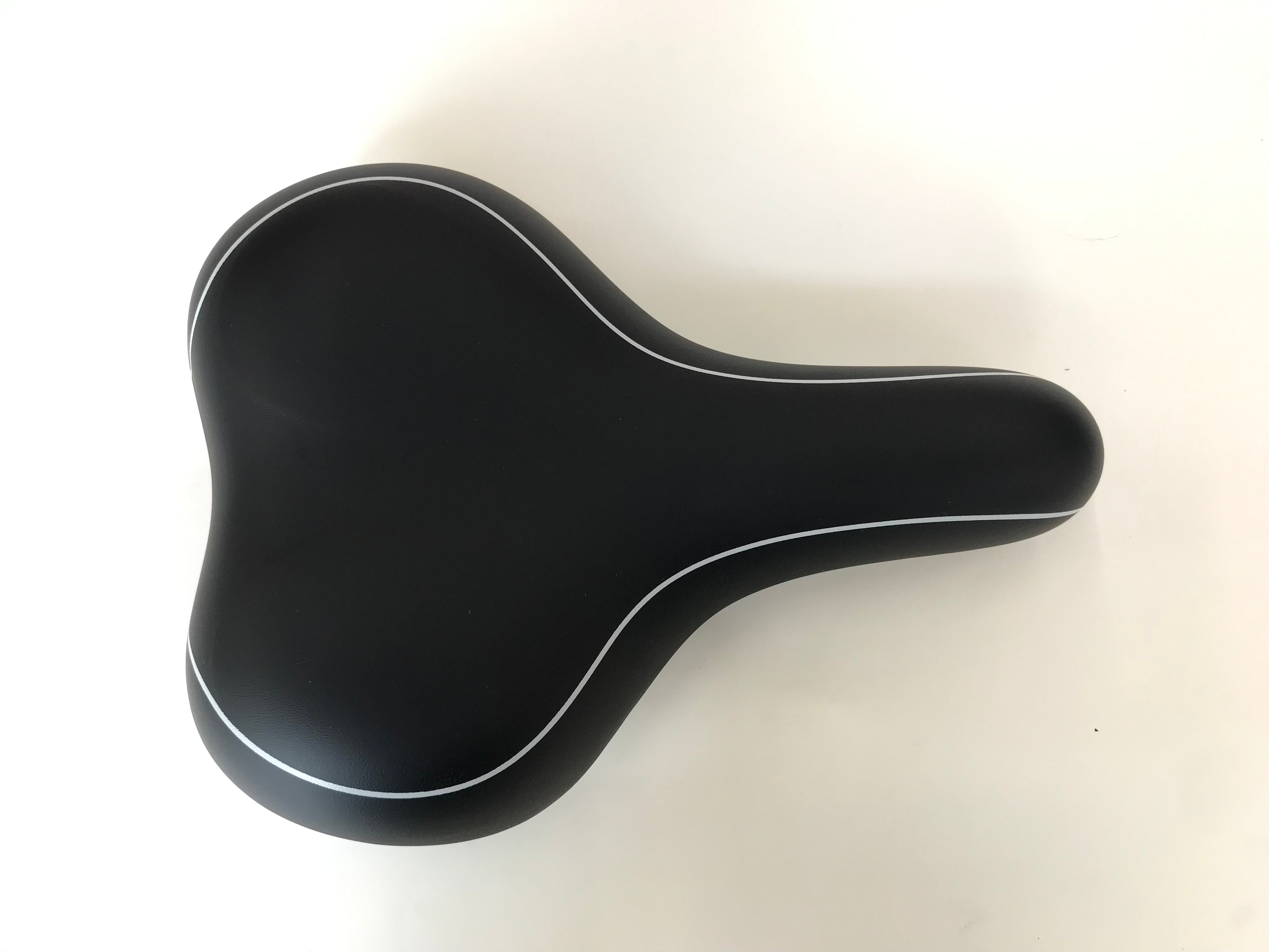 Velo Multi-Purpose Premium Bicycle Saddle Cushion - Black Leather with Silver Steel Rail, Factory Second