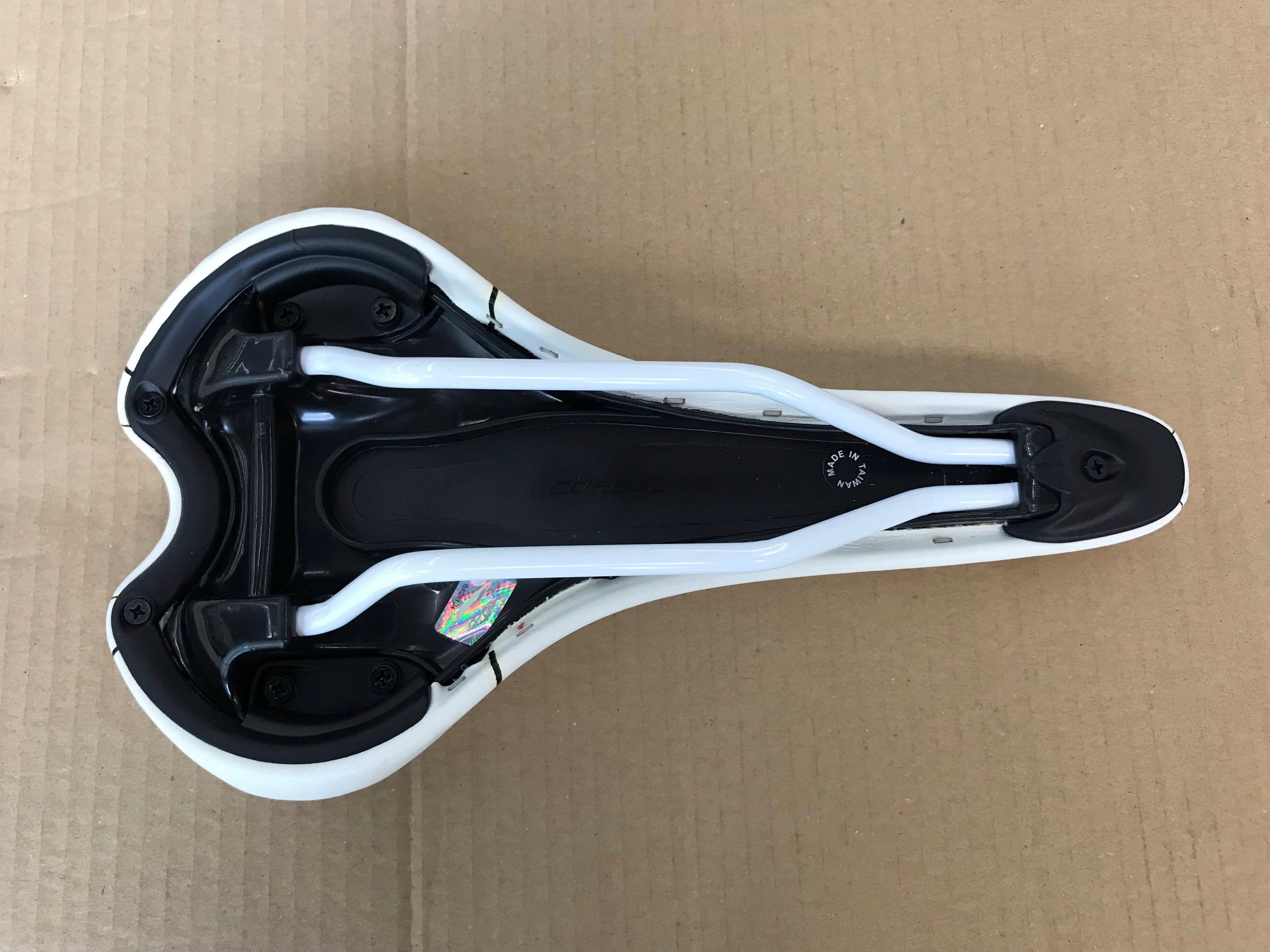 Selle San Marco Era Start Power Road Bike Saddle - Ultra Comfortable White Leather Racing Bicycle Seat with Black Rails