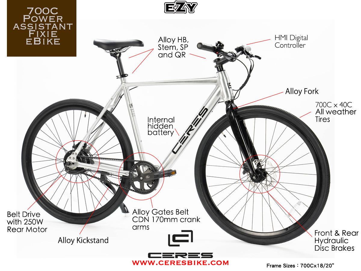Ceres eZy 700C Alloy Fixie Belt Drive Single Speed Bike